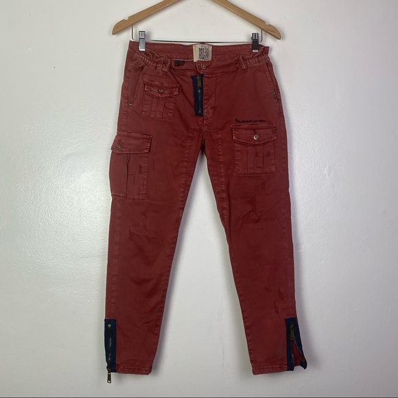 Wiya Denim Dress Like You Already Famous Cargo Cropped Jogger Pants Made Italy L - Picture 1 of 13
